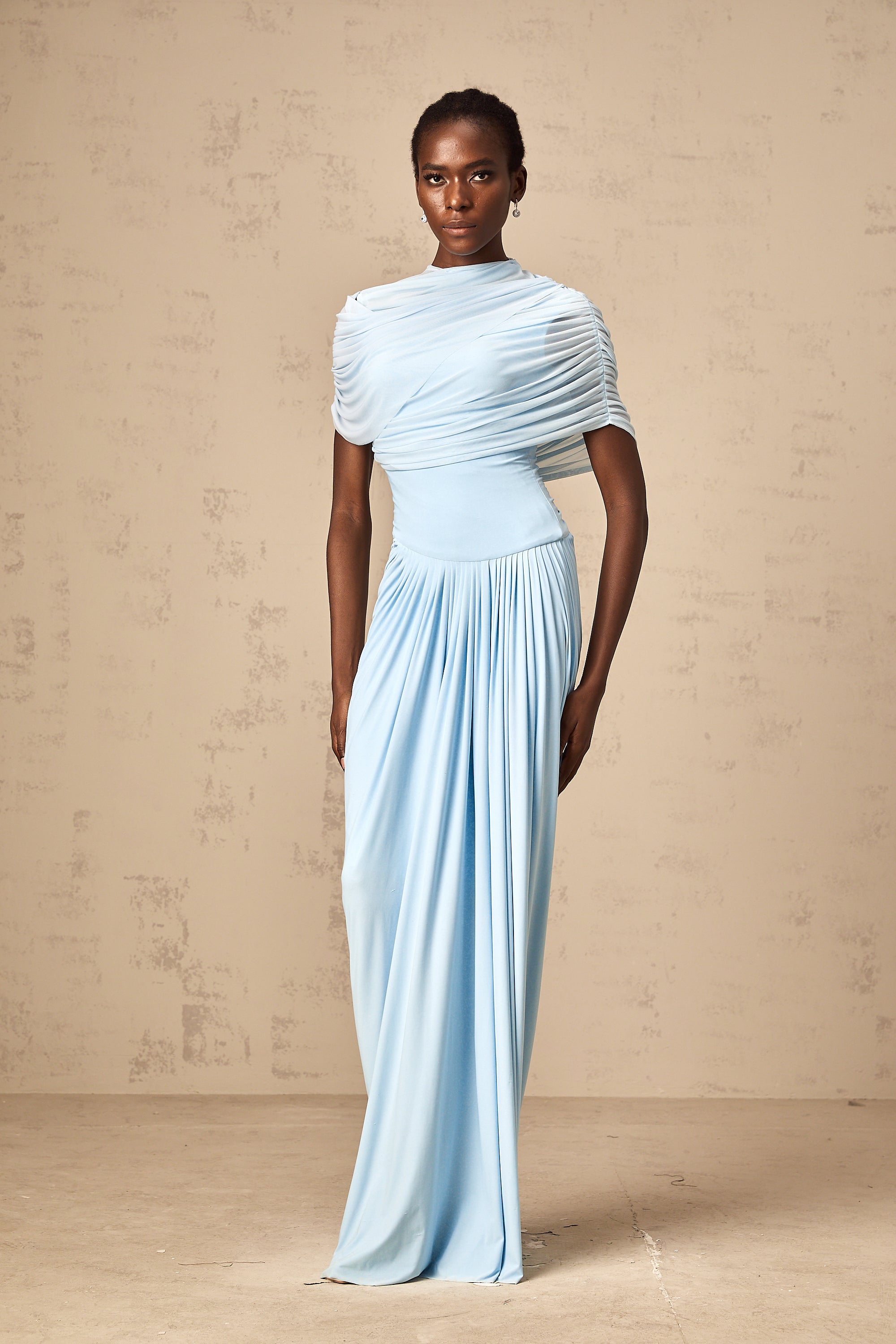 Almeria | Vestido Gala Drapeado Asimétrico