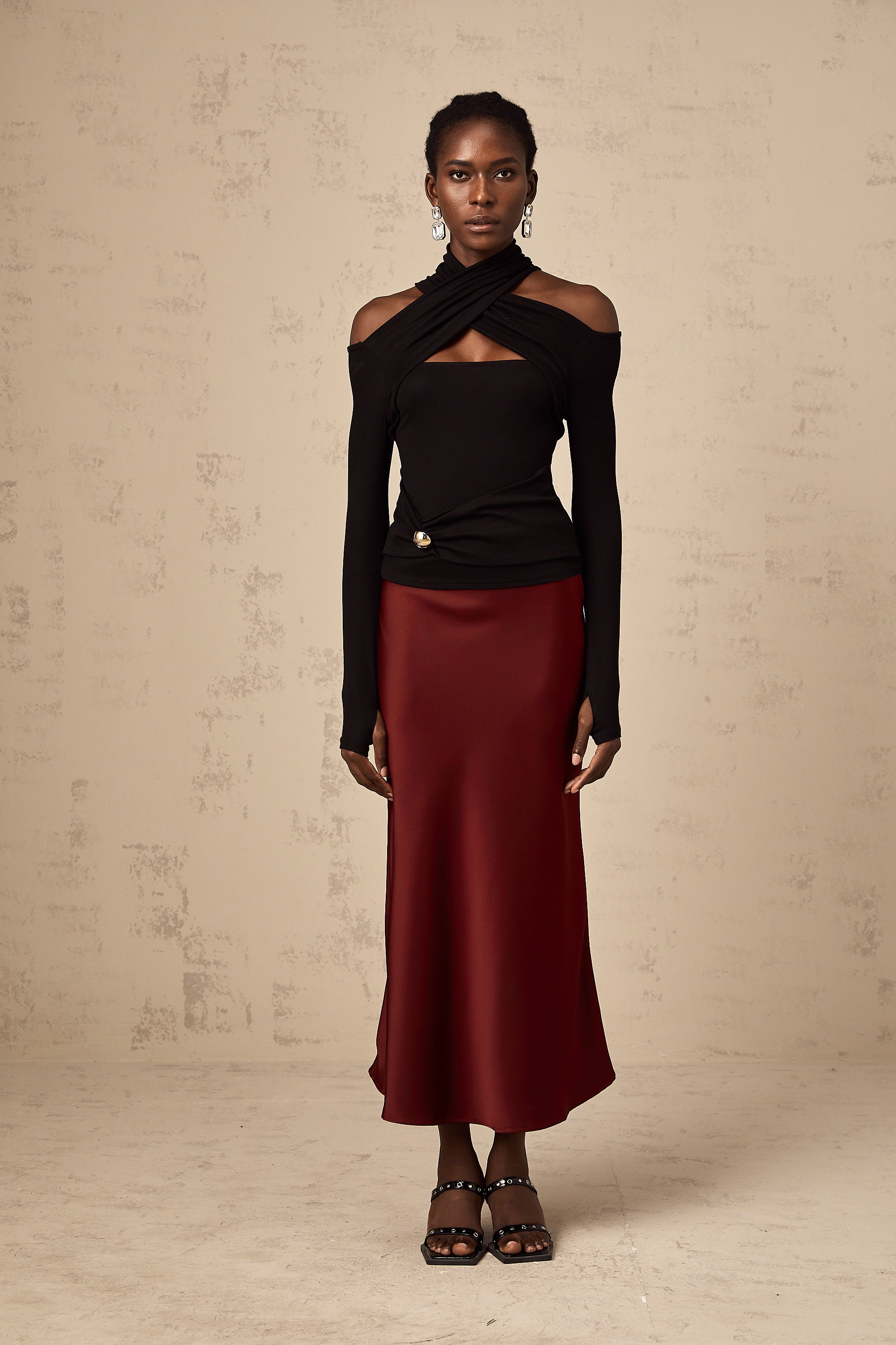 Luzia | Falda Midi Caída Satinada