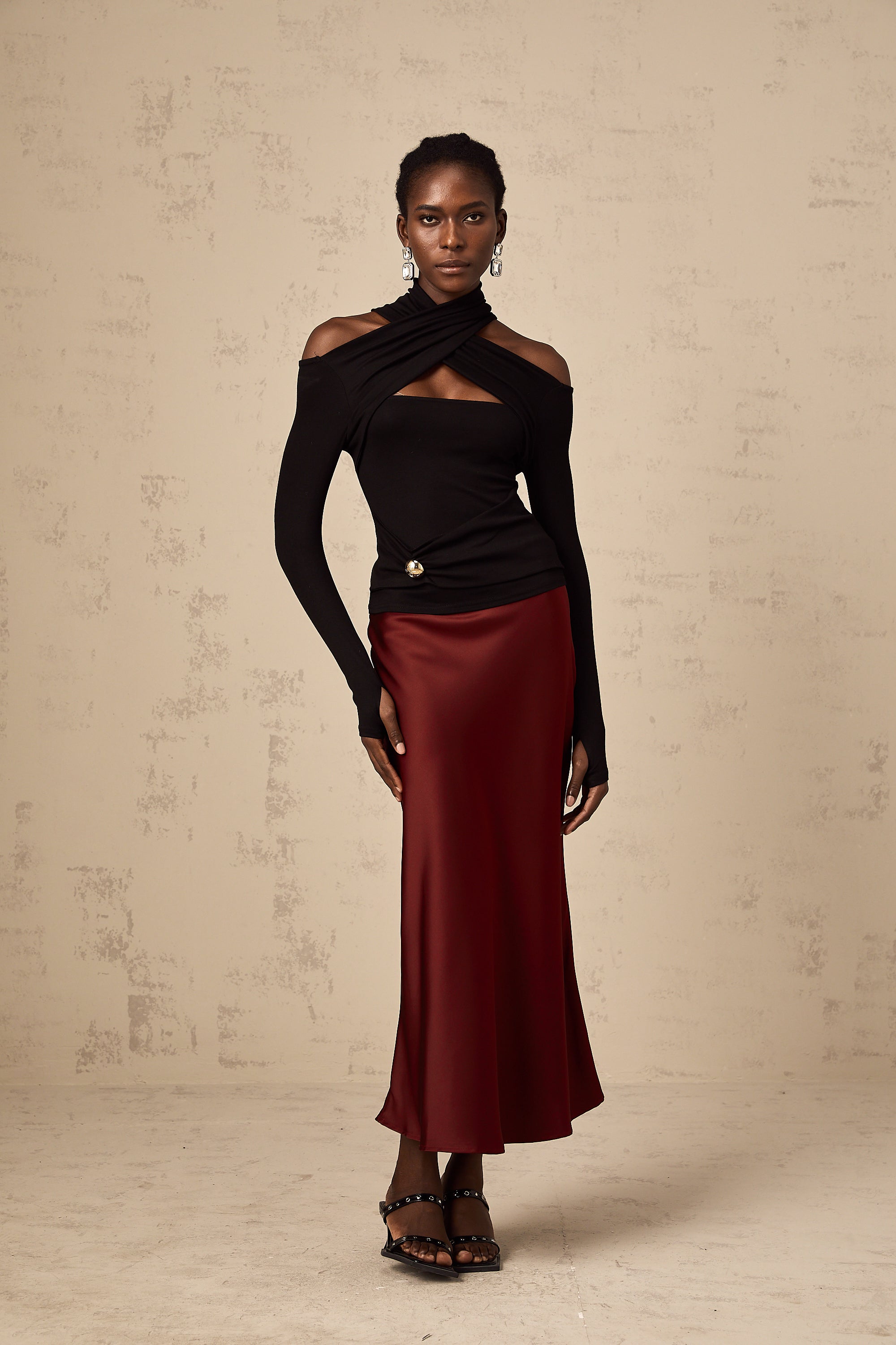 Luzia | Falda Midi Caída Satinada