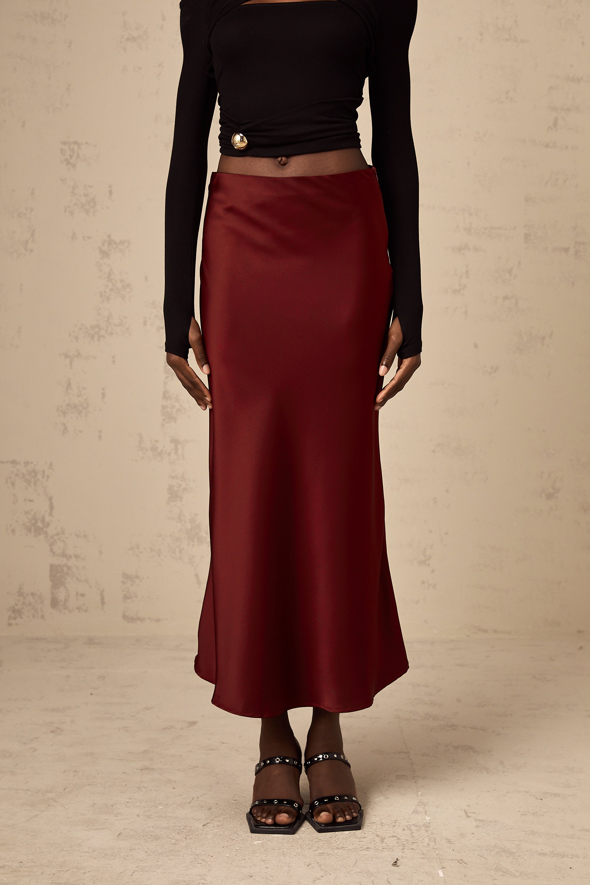 Luzia | Falda Midi Caída Satinada