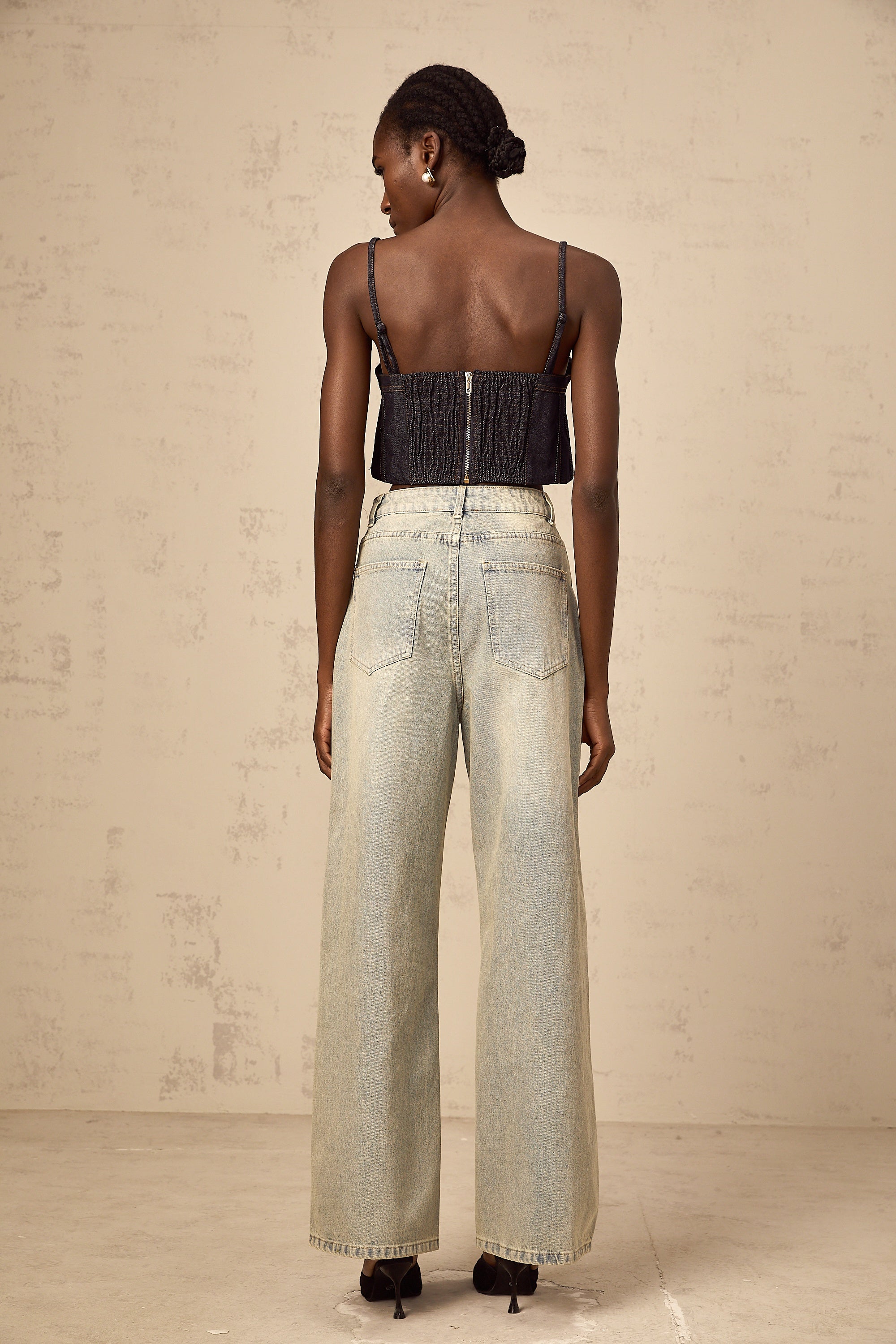 Lurena | Top Corsé Denim Esculpido