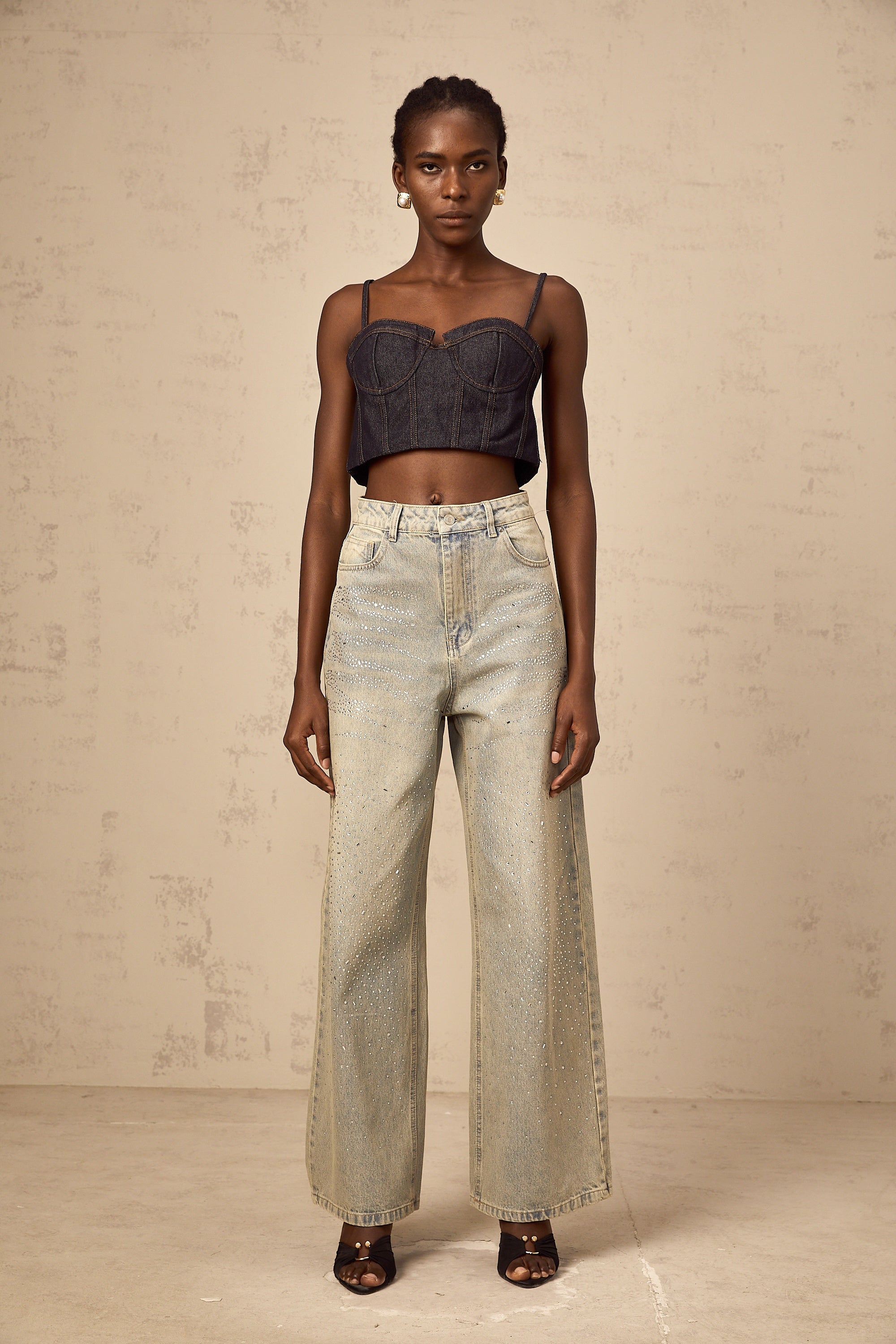 Lurena | Top Corsé Denim Esculpido