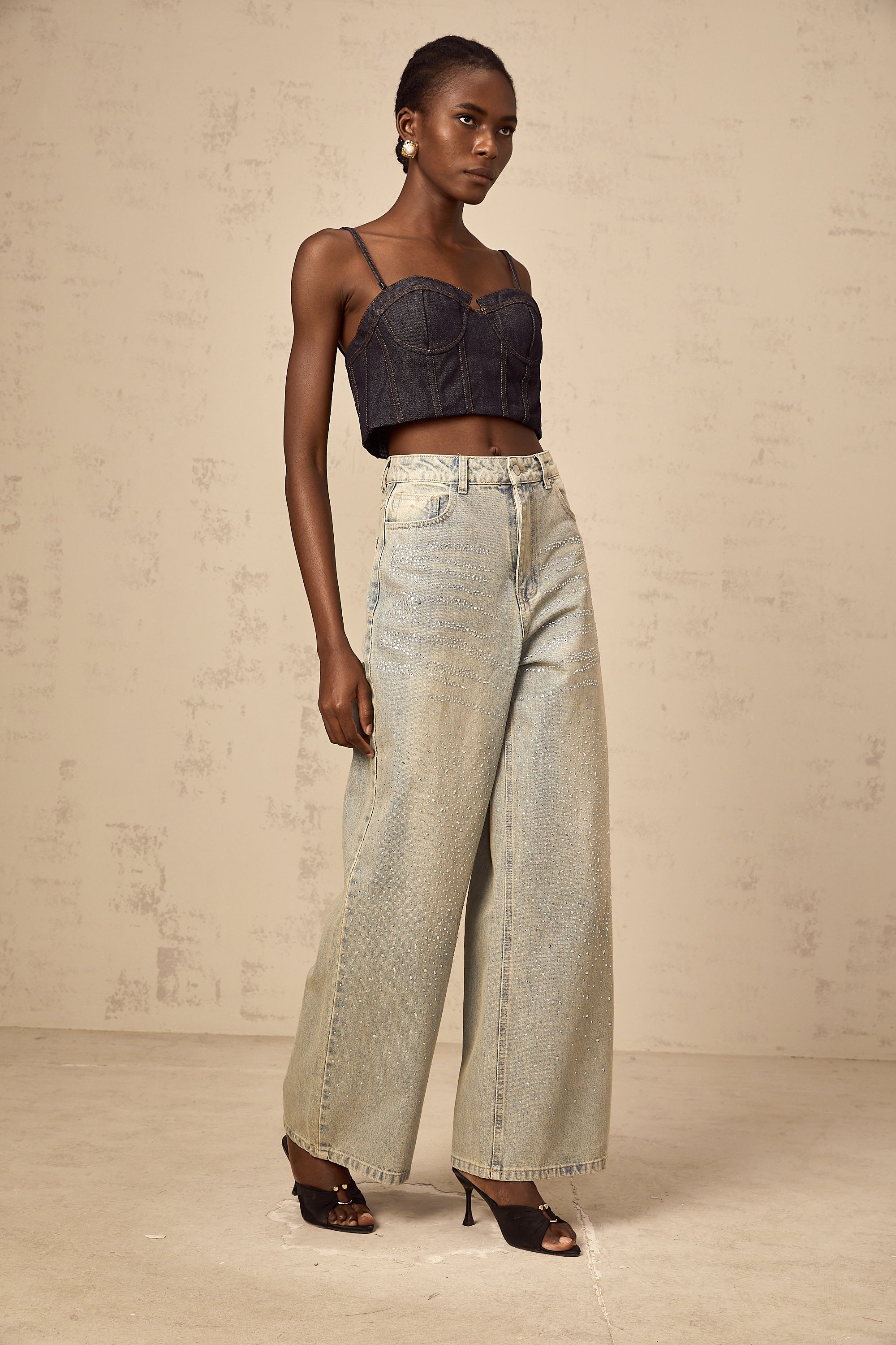 Lurena | Top Corsé Denim Esculpido